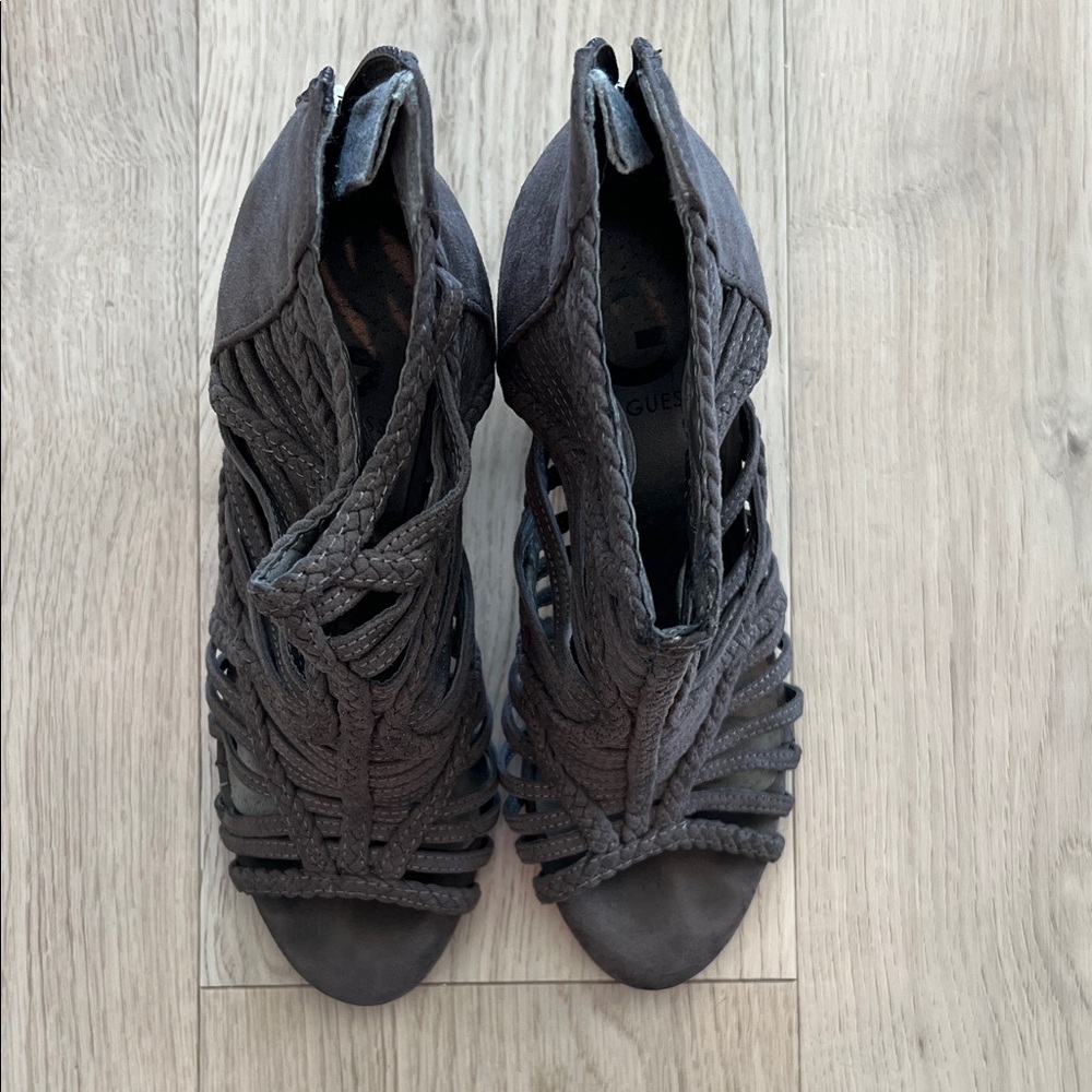 G by Guess Dark Gray Heeled Sandals